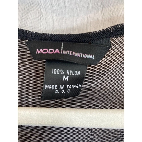 Moda International black Mesh See Through Tank Top leather circles sew on sz M - Picture 2 of 7